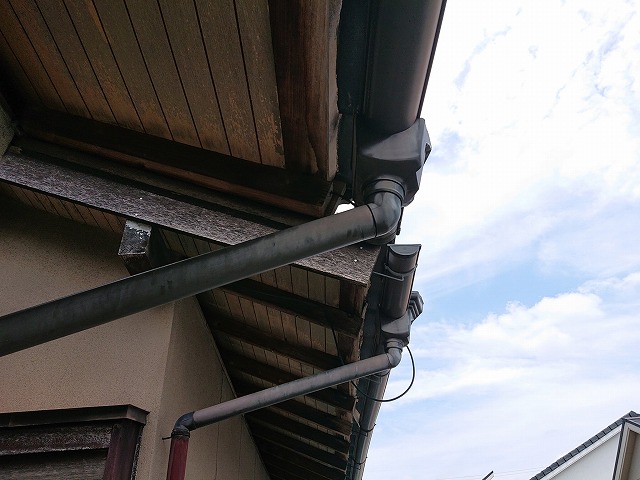 集水器から伸びる竪樋